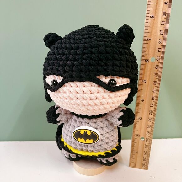 Batman Crochet Doll | Handmade Amigurumi Superhero Plush | Cute Batman Toy - Picture 3 of 11